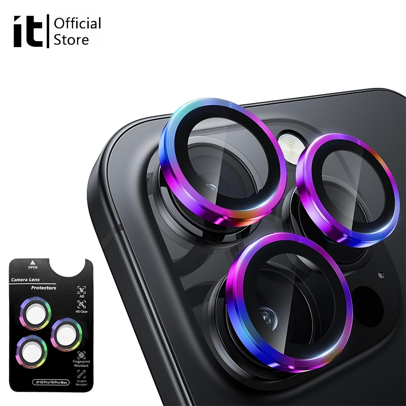[มัน]ตัวป้องกันเลนส์กล้อง 9H พรีเมี่ยมสําหรับ iPhone 18 17 Pro Max 16 15 13 12 11 Pro Max, ฝาครอบกระจกป้องกันแสงสะท้อนแบบวงแหวนโลหะ, เคสที่เป็นมิตรกับเครื่องมือติดตั้งง่าย