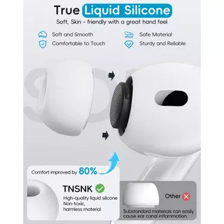 เคล็ดลับหูทดแทนสําหรับ AirPods Pro (1st & 2nd Gen) – ช่องระบายอากาศหักเสียงรบกวน | ตาข่ายกันฝุ่นในตัว | 4 ขนาด (XS/S/M/L) | สีขาว