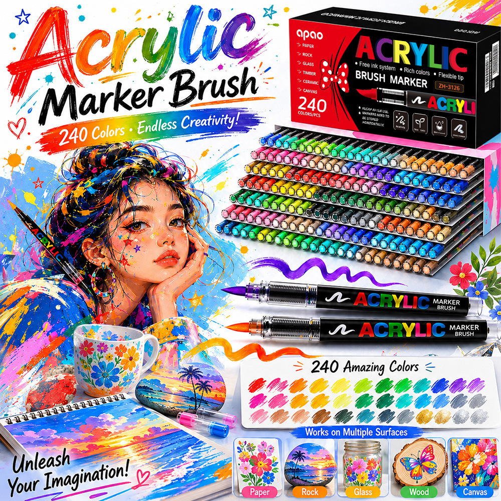 ปากกาสีน้ำอะคริลิคหัวนิ่มสำหรับงานศิลปะ ขนาด 48/60/72/120/168 สี เหมาะสำหรับการวาดภาพ การระบายสี และการวาดกราฟฟิตี้
