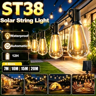 Amiluo ไฟสตริงโซล่าเซลล์ ST38 7-15M กันน้ำ IP65 8 โหมด รีโมท ไฟแต่งสวน