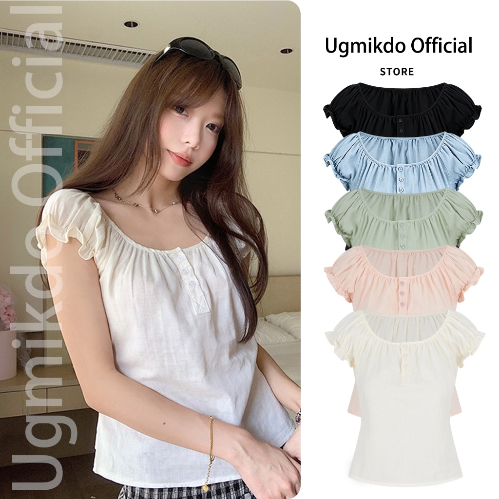 ผู้หญิง เสื้อเชิ้ตผู้หญิง รัดเอว แขนพอง 5 สีให้เลือก สไตล์เกาหลี