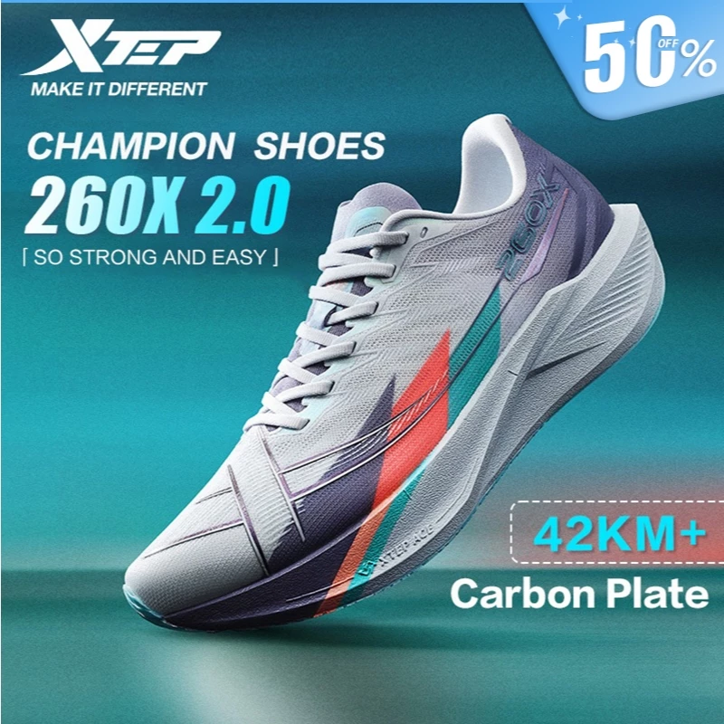 【xtep】260X 2.0 | รองเท้าวิ่ง Race Training แผ่นคาร์บอน Professional Marathon Shock Absorbing Running Shoes Rebound over 85% สําหรับชาย