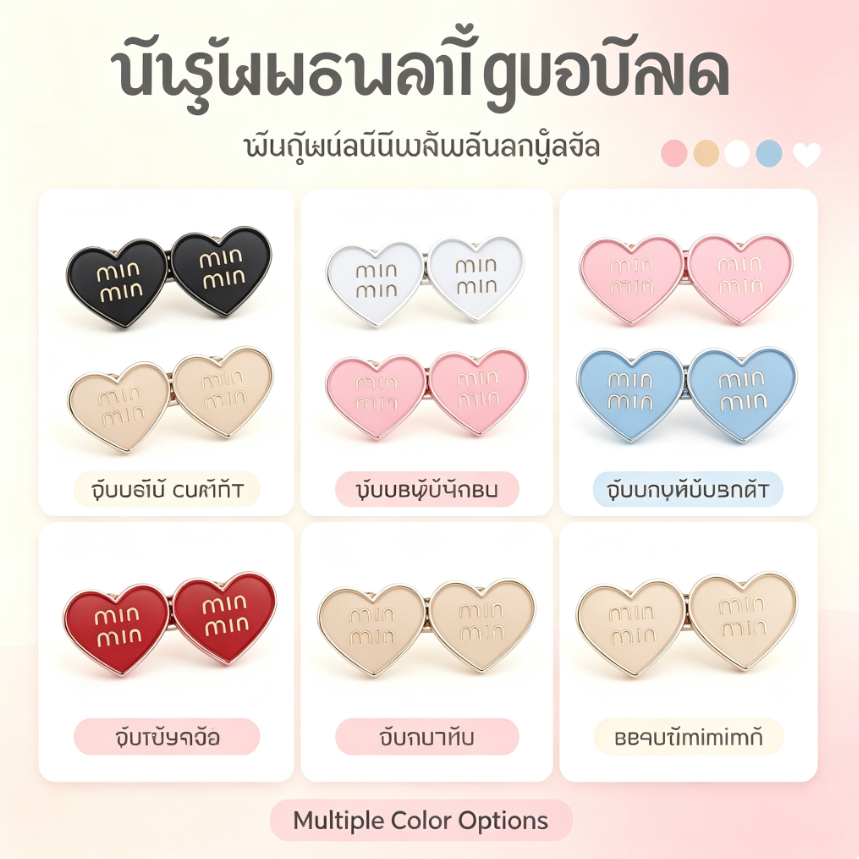 [แพ็ค 2 ชิ้น] กระดุมปรับเอว กางเกงยีนส์ ลายหัวใจ ไม่ต้องเย็บ ตัวช่วยแก้ปัญหาเอวหลวม ตัวล็อคกางเกง