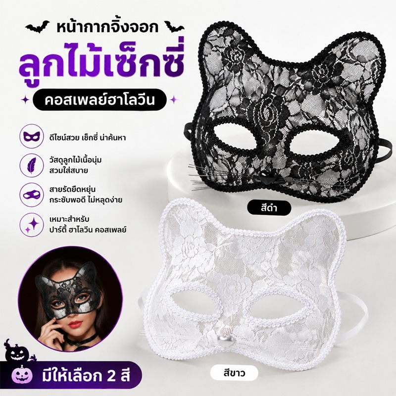 [cxGUYU] ฮาโลวีนคอสเพลย์ฟ็อกซ์หน้ากากลูกไม้เซ็กซี่ตาหน้ากากสัตว์หน้ากากครึ่งเร้าอารมณ์ลูกไม้กากผู้หญิงเพศของเล่นสําหรับคู่ ราคา