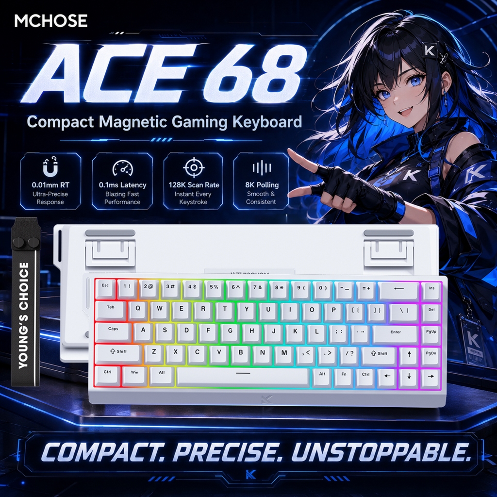 [9.9 Early Bird/ไม่ต้องรอเที่ยงคืน🌙] MCHOSE ACE 68/60 Pro Magnetic Switch Mechanical Keyboard RGB Ho