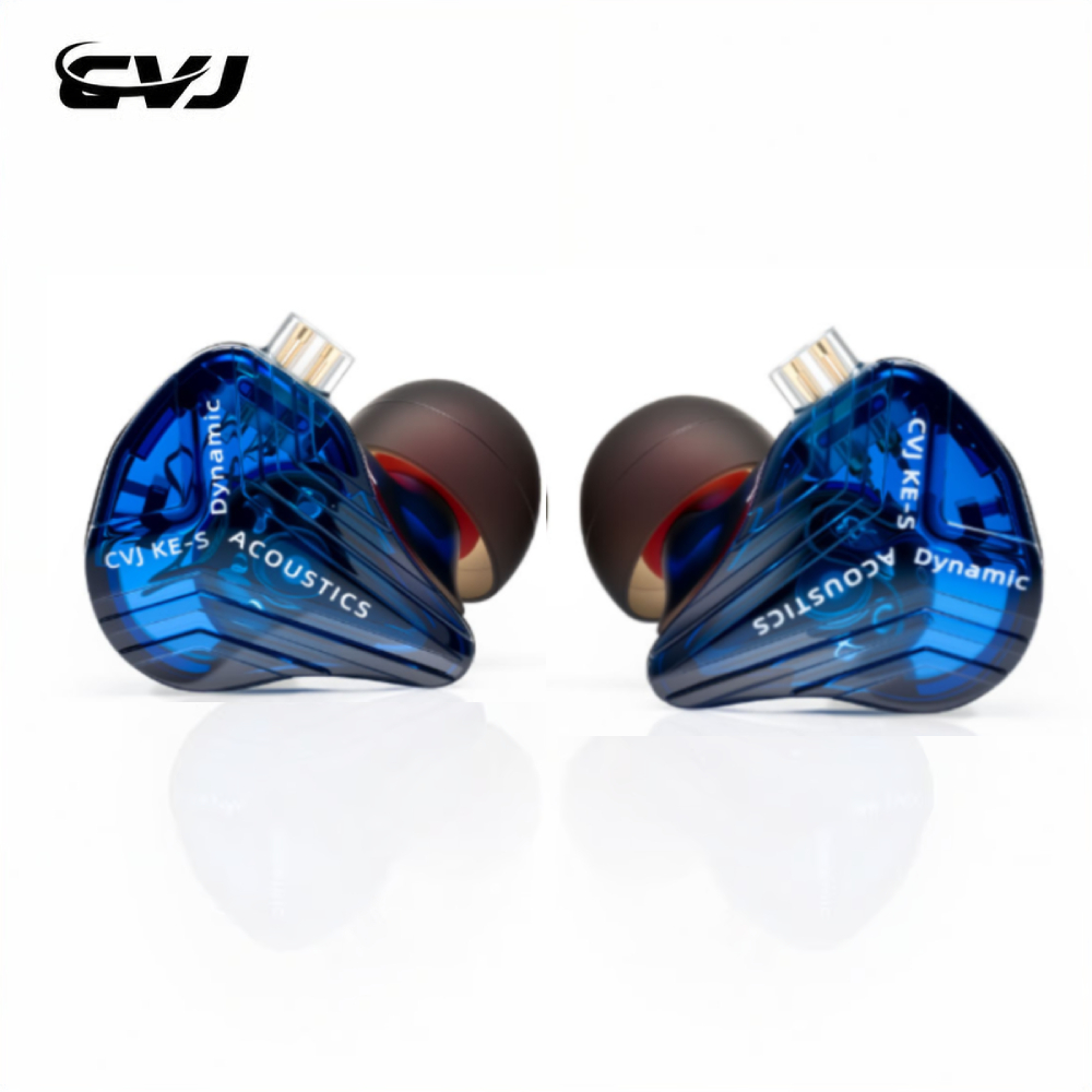 CVJ KE-S หูฟังชนิดใส่ในหู Dual Magnetic Dynamic Driver 360° หูฟังแบบไฟล์เสียงรอบทิศทางพร้อมสายชุดฟังไฮไฟ
