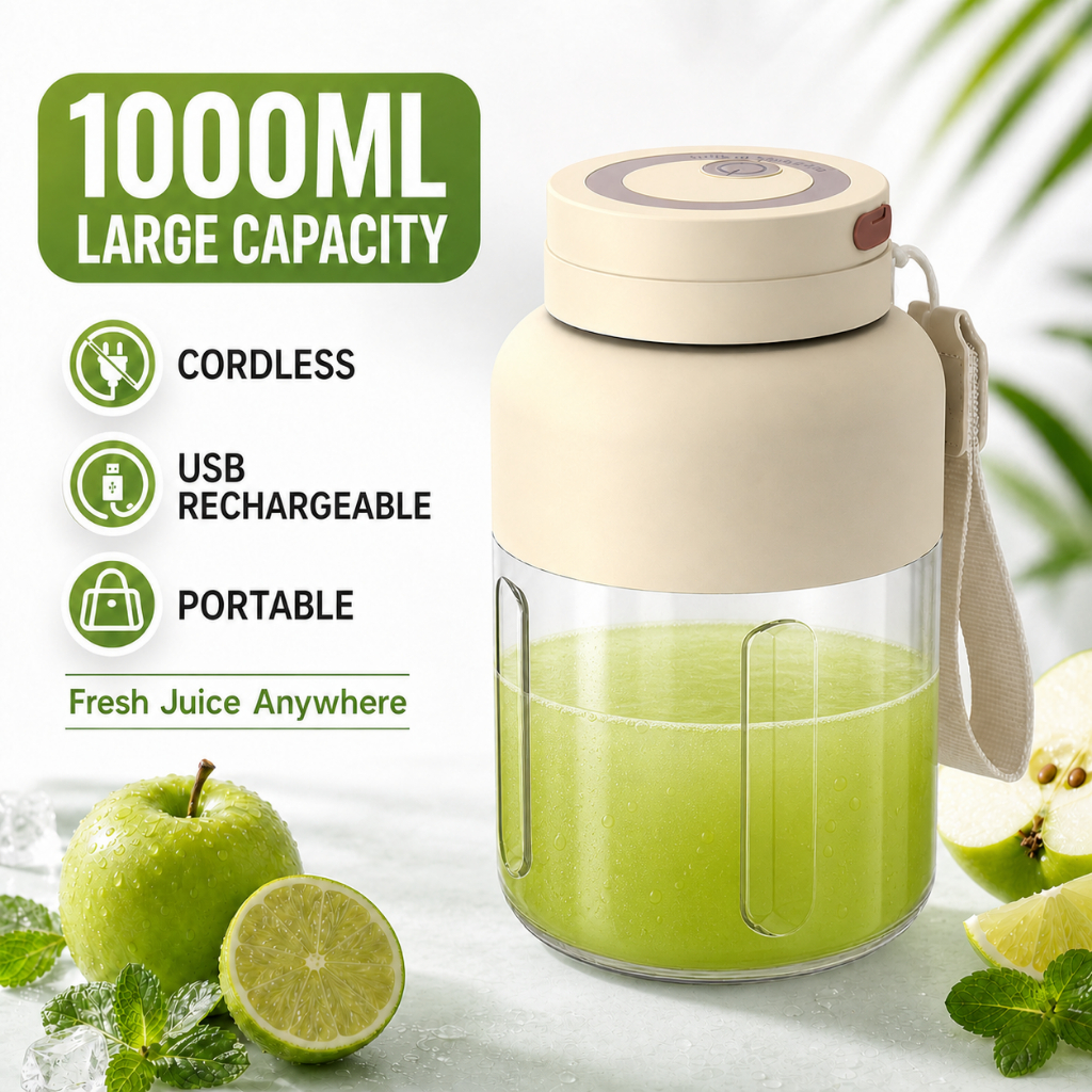 แบบพกพาเครื่องปั่นคั้นน้ําผลไม้ 800mL 2600mAh ชาร์จมังกรฟันใบมีดน้ําแข็งทันทีบดปากกว้าง 70 มม.USB-C 