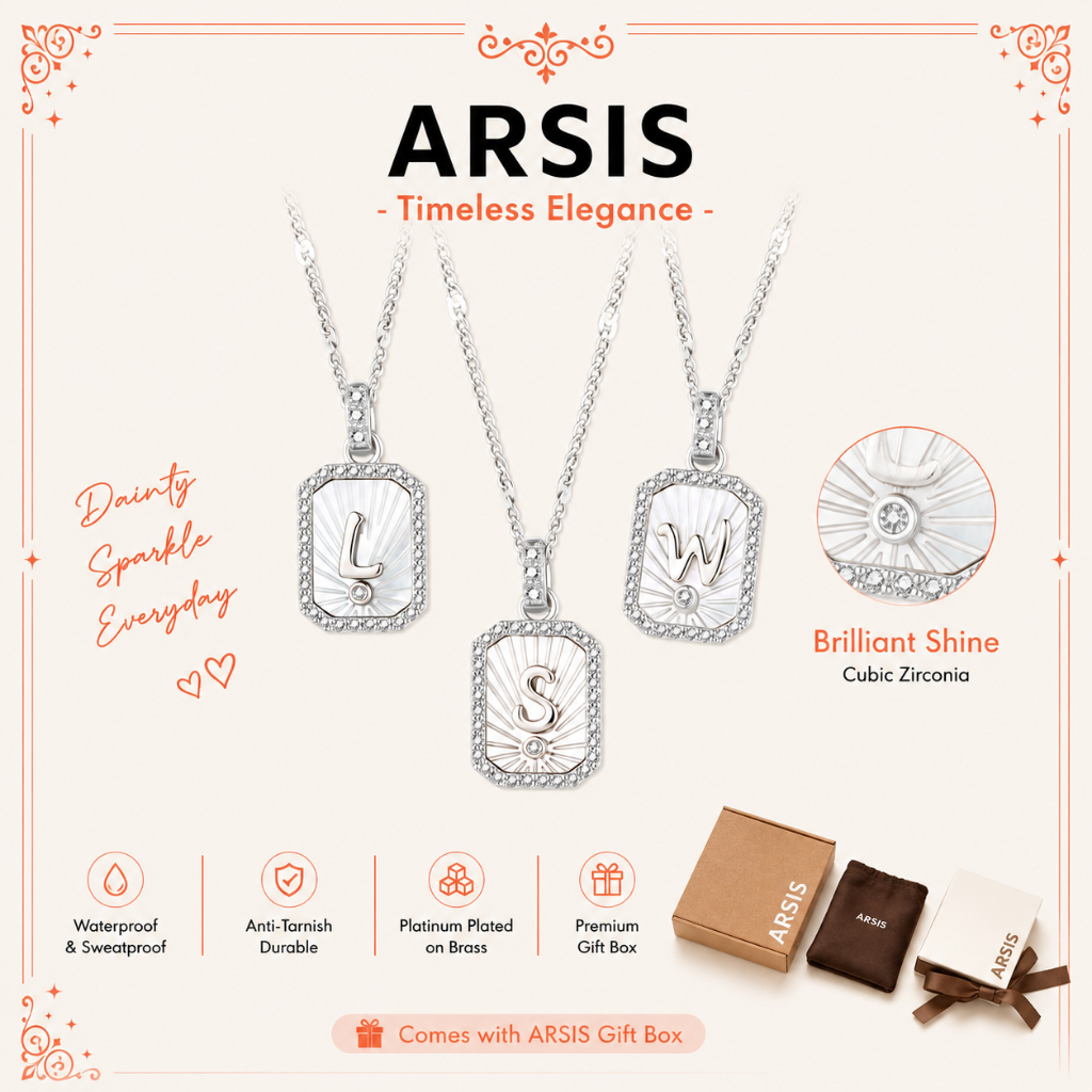 ARSIS สร้อยคอตัวอักษรพระเครื่องสีเงิน明星同款