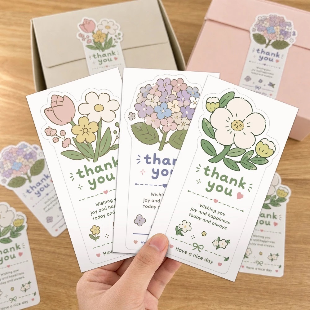 50ชิ้นขอบคุณสติกเกอร์ลายดอกไม้ออกแบบ "ต้องการคุณจอยและความสุขวันนี้และเสมอ" ทําเอง ป้ายตกแต่งของขวัญปิดผนึกสินค้าบรรจุภัณฑ์สติกเกอร์5ซม*10ซม