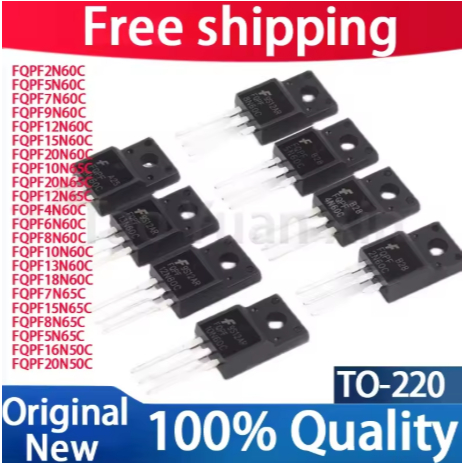 ทรานซิสเตอร์ MOSFET FQPF ซีรีส์ 5 ชิ้น FQPF2N60C, FQPF5N60C/7N60C/9N60C/12N60C/15N60C/20N60C/10N65C/