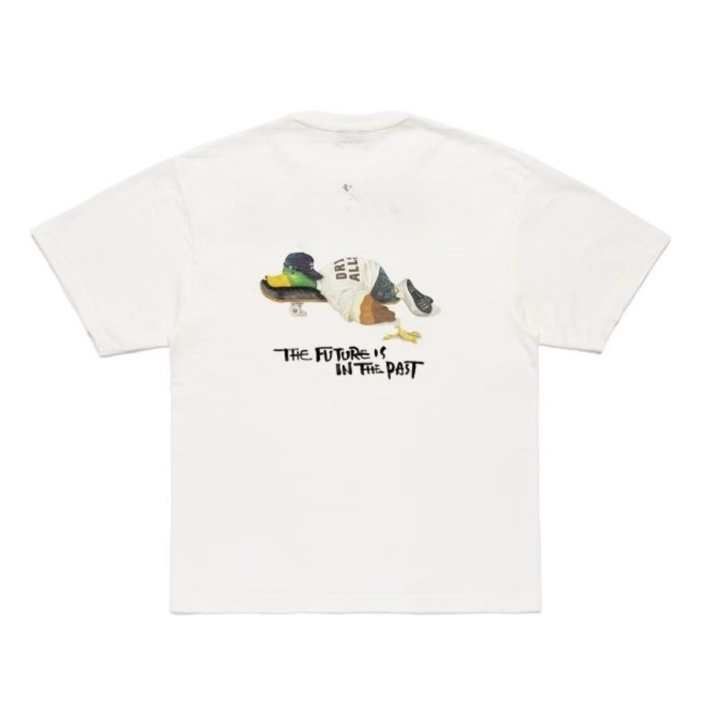 เสื้อยืดแขนสั้น ไม่จํากัดเพศ พิมพ์ลายตัวอักษรโลโก้ขนาดเล็กด้านหน้าพิมพ์ลายตัวอักษรสัตว์ด้านหลัง