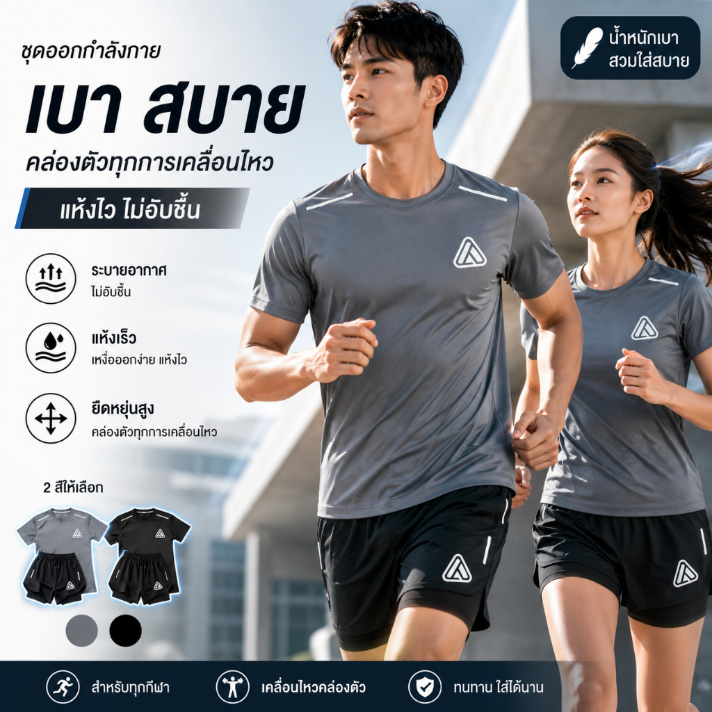 ผู้ชายกีฬาชุดกีฬาผู้ชายแขนสั้นสองชั้นซับกางเกงขาสั้นความรู้สึกน้ําแข็งแห้งเร็ววิ่งการฝึกอบรมพอดี