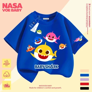 【ส่งเร็ว 24ชม】 เสื้อยืดเด็ก ลายการ์ตูนฉลาม ผ้าคุณภาพสูง นุ่มสบาย ระบายอากาศได้ดี 1-13 ปี