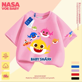 【ส่งเร็ว 24ชม】 เสื้อยืดเด็ก ลายการ์ตูนฉลาม ผ้าคุณภาพสูง นุ่มสบาย ระบายอากาศได้ดี 1-13 ปี