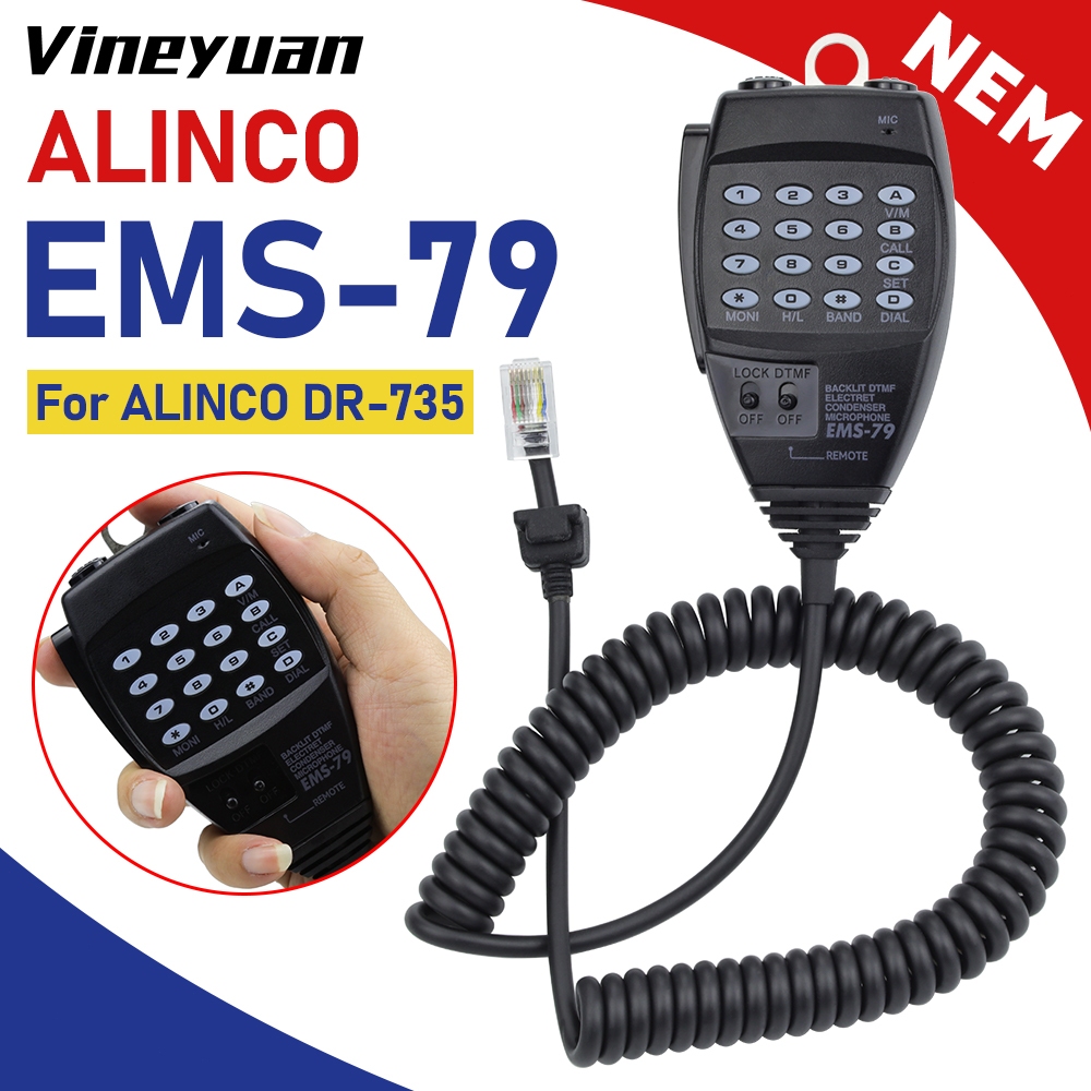 HM-38ALINCO EMS-79 8Pin Backlit ลําโพงไมโครโฟนสําหรับ ALINCO DR-735 Twin Band FM Mobile Transceiver 