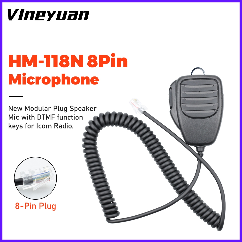 HM-20HM-118N 8Pin ไมโครโฟนสําหรับ ICOM IC-2720H IC-2225E IC-2100H 2200H IC-706 IC-F221 IC-V8000 วิทย