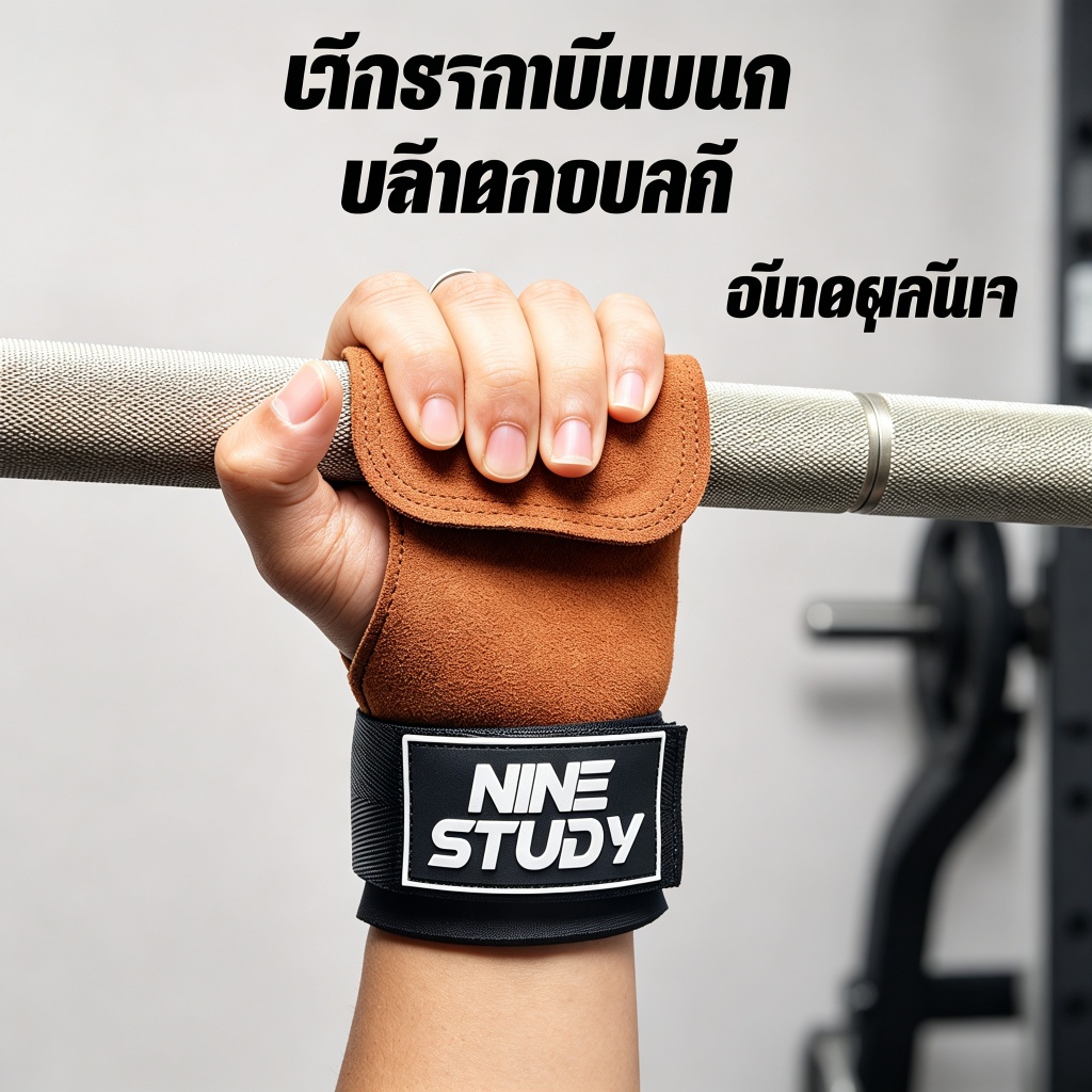 สายช่วยดึงข้อ กันลื่น ถุงมือฟิตเนสครึ่งนิ้ว ป้องกันหนังด้านยกน้ำหนัก วัสดุหุ้มข้อมือแน่น ไม่เจ็บมือ (ตัวเดียว)
