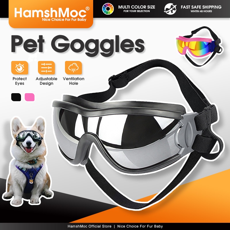 HamshMoc แว่นกันแดดสุนัขสายรัดปรับได้กันฝุ่น Vent Holes Comfort Fit สําหรับสุนัขขนาดกลางขนาดใหญ่