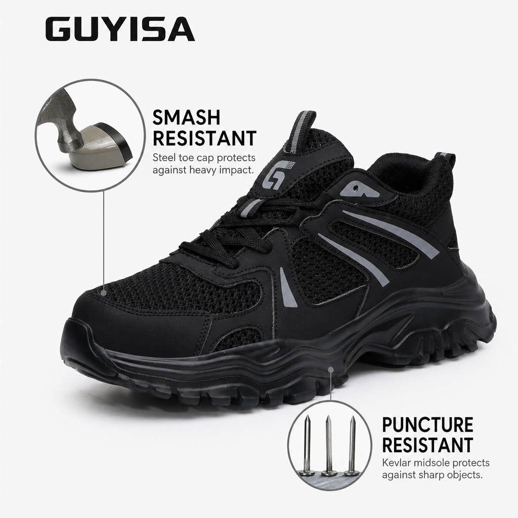 GUYISA รองเท้าเซฟตี้รองเท้าทํางานป้องกันอาชีพเจาะเจาะทน 6079