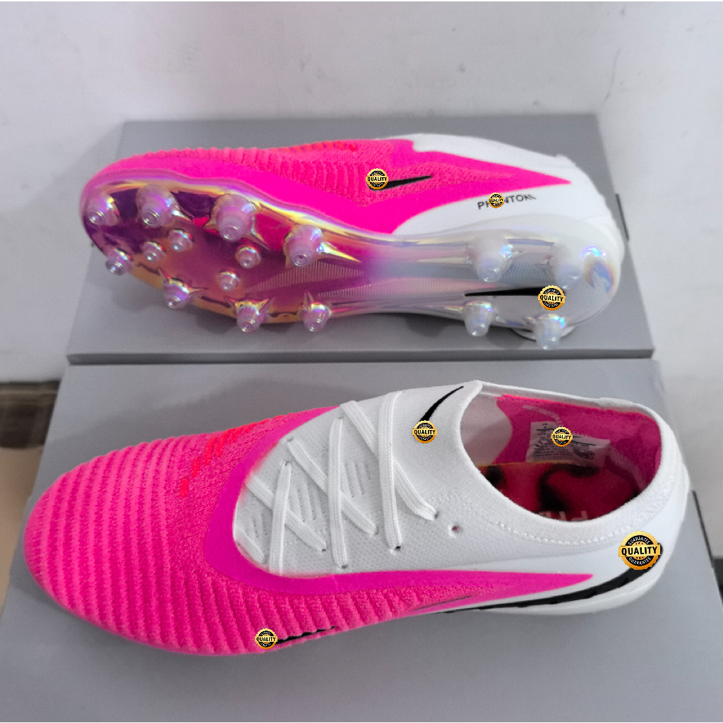 New Phantom GX III AG 39-45 Outdoor Full ถักสีชมพูสีขาวสบายรองเท้าฟุตบอลกันลื่น
