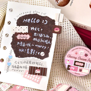 Cdaily 30 มม.×3 ม. เทปวาชิไดคัทเขียนได้ ลายตารางและน้ำชายามบ่าย สติ๊กเกอร์ตกแต่งสมุด แพลนเนอร์ สแครปบุ๊ก DIY