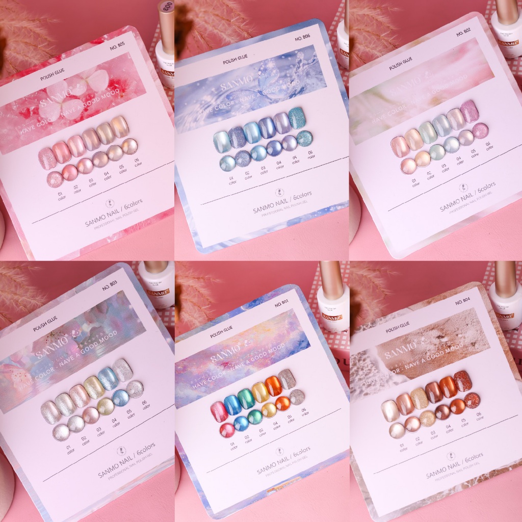 ✨ ชุดสีใหม่! SANMO ชุดนิ้วมือ 6 สี พร้อมแผ่นสี ลูกปัดตาแมวแบบกระจก + เครื่องประดับเพชรแตก ลูกปัดผ้าไหม หลากหลายสไตล์ให้เลือกใช้