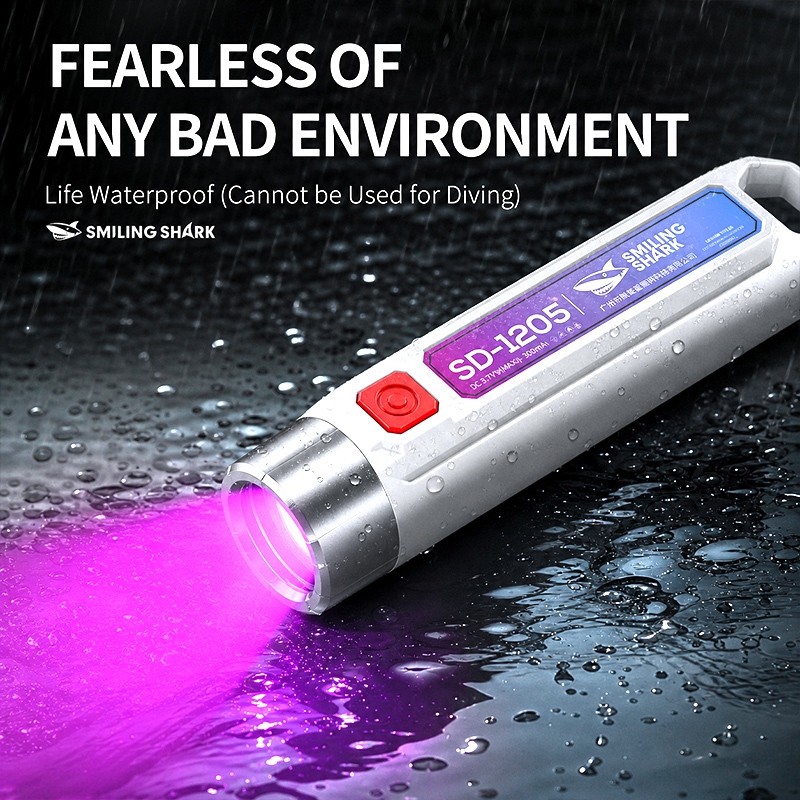 SMILING SHARK SD1205 ไฟฉาย led UV365 แสงสีม่วง Super Bright ไฟฉาย Type-C ชาร์จกันน้ําสําหรับเครื่องประดับประเมินธนบัตรการตรวจจับคราบสัตว์เลี้ยง — صورة 8