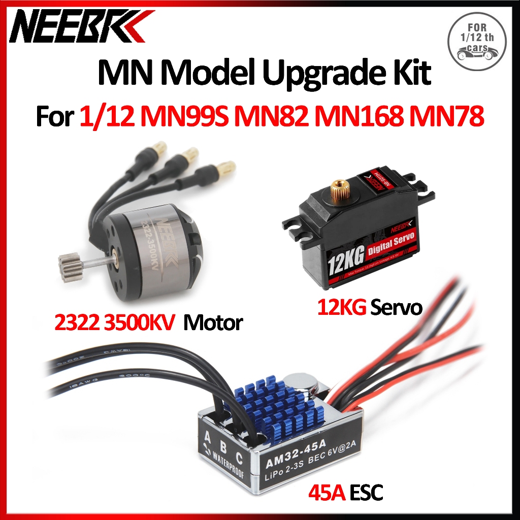 NEEBRC 2322 3500KV Outrunner มอเตอร์ไร้แปรง AM32 45A ESC SM3.0/T 12KG เกียร์โลหะ Servo สําหรับ 1/12 