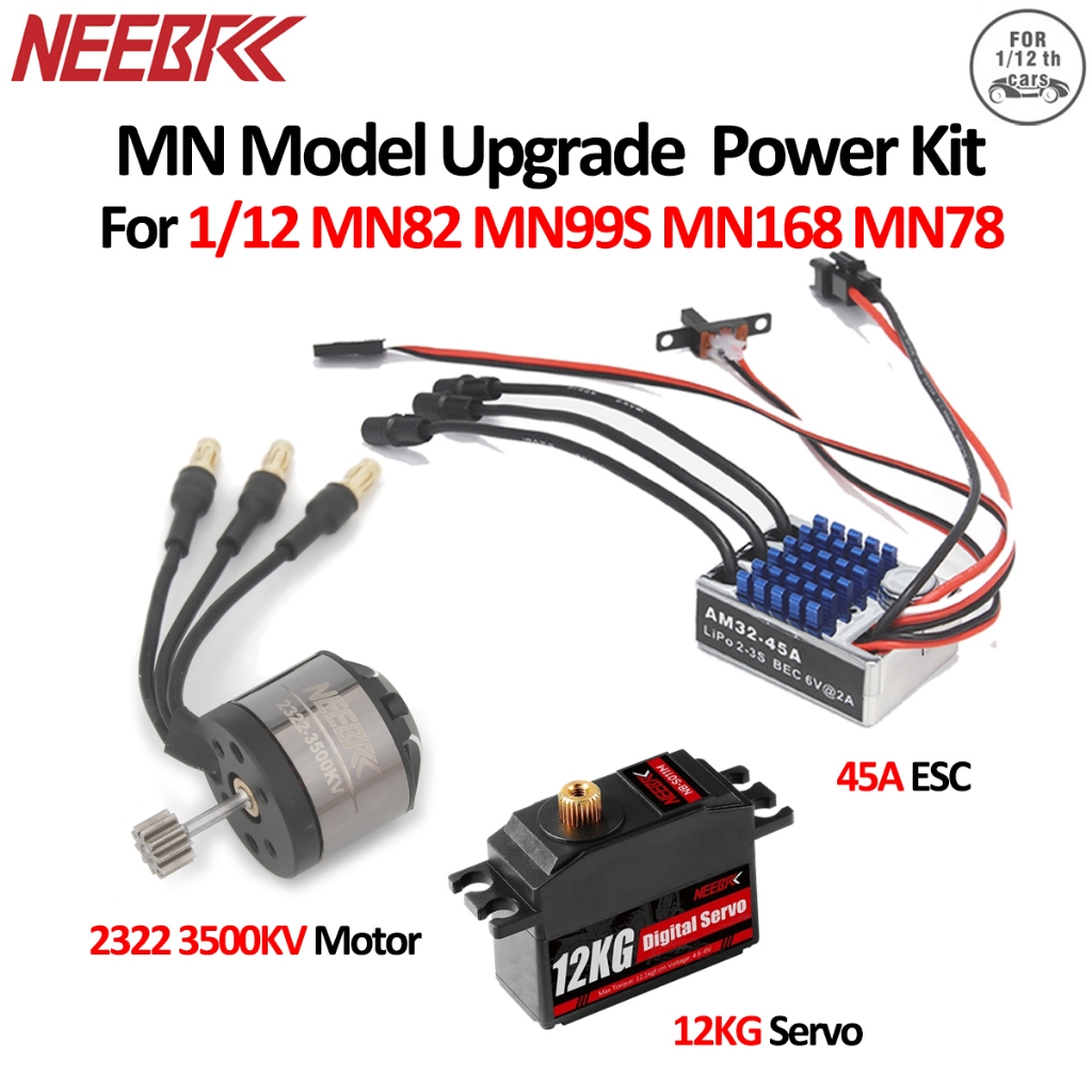 NEEBRC 2322 3500KV Outrunner มอเตอร์ไร้แปรง AM32 45A ESC SM3.0/T 12KG เกียร์โลหะ Servo สําหรับ 1/12 