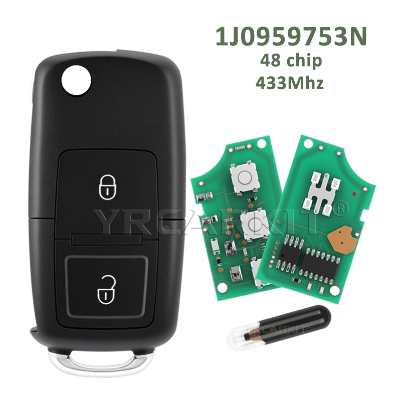 กุญแจรีโมทพับได้ 1J0959753N สําหรับ SKODA Octavia, VW, VOLKSWAGEN Golf, Beetle, Bora, SEAT Toledo ใบ