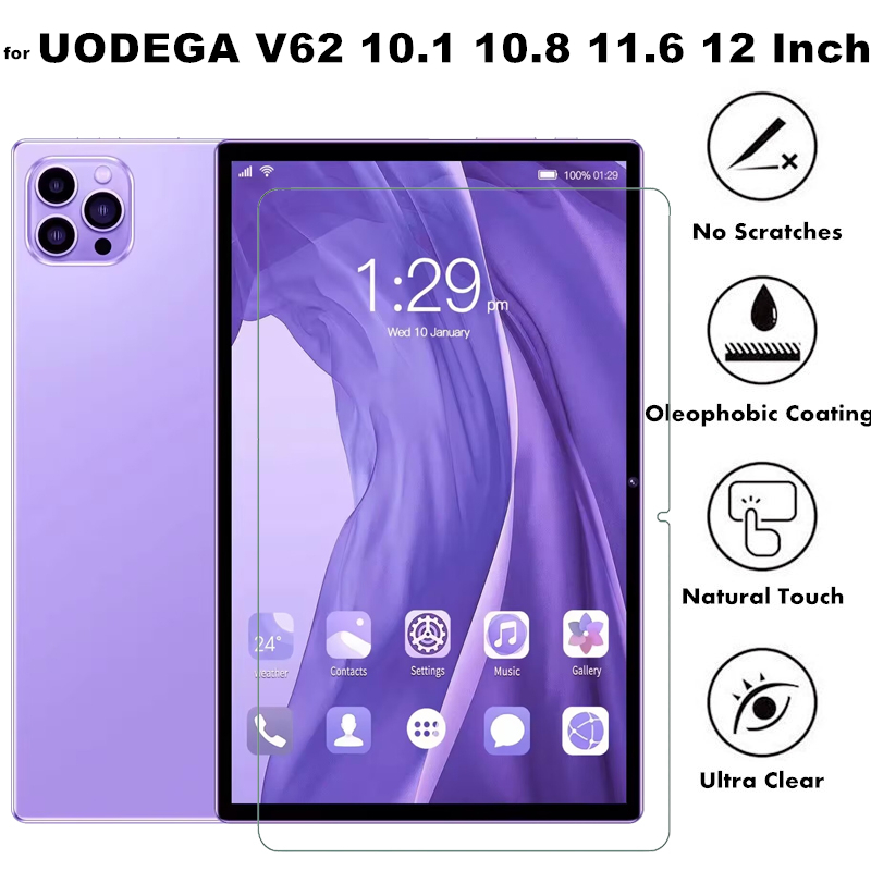 สําหรับ UODEGA V62 10.1 10.8 11.6 12 นิ้วแท็บเล็ต Android Anti-Scratch 9H กระจกนิรภัยป้องกันหน้าจอฟิ