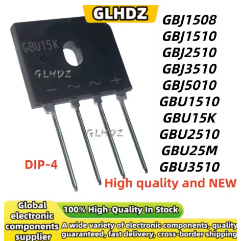 5PCS GBJ1508 GBJ1510 GBJ2510 GBJ3510 GBJ5010 GBU1510 GBU15K GBU2510 GBU25M GBU3510 DIP-4 ใหม่