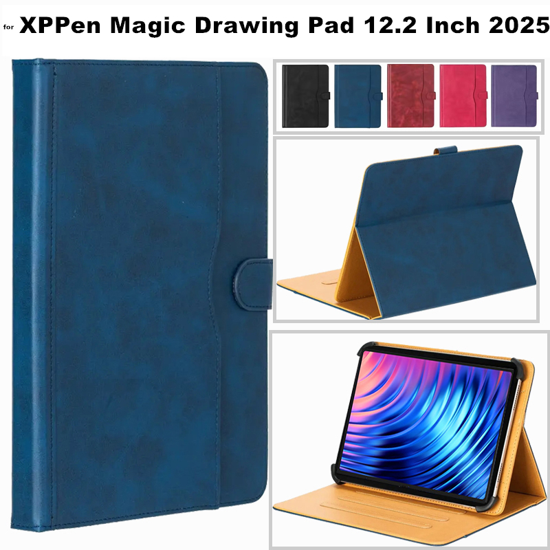 สําหรับ XPPen Magic Drawing Pad 12.2 นิ้ว 2025 Universal Case Multi-มุมดูกันกระแทกแท็บเล็ตหนัง Flip 