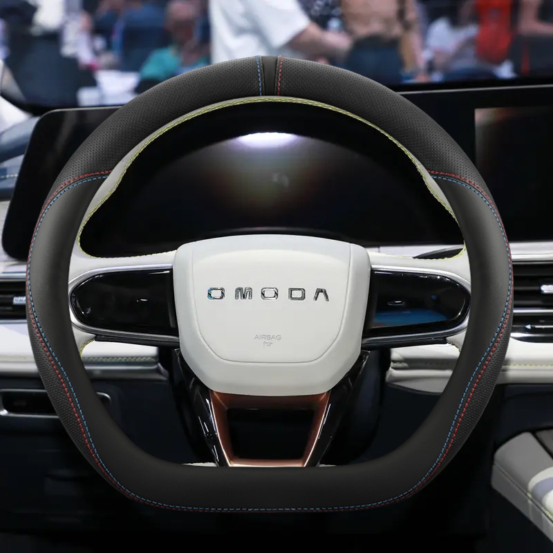 พวงมาลัยรถหนังสําหรับ Chery Omoda 5 EV 2024 2025 D-Shape พวงมาลัยอัตโนมัติ Chery Omoda 5 EV อุปกรณ์เ