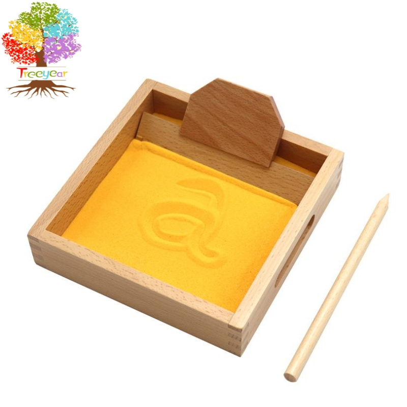 Treeyear Montessori ตัวอักษรก่อภาพถาดทรายปากกาไม้ Montessori ของเล่นเพื่อการศึกษาเด็กตัวอักษรและจํานวนการเรียนรู้ของเล่นการเขียนออกกําลังกายเครื่องมือ