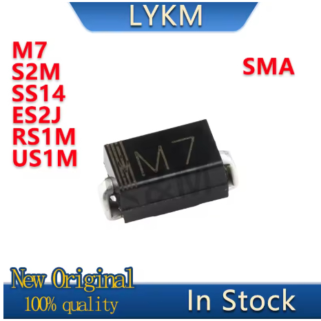 50/PCS ใหม่ M7 1N4007 SS14 1N5819 ES2J S2M RL207 RS1M FR107 US1M UF4007 SMA Patch ultrafast recover 