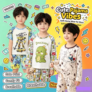 Flash Sale! ชุดนอนเด็กแขนยาวคอกลมสำหรับเด็กชายและเด็กหญิงวัยเติบโตอายุ 4-5 ปี