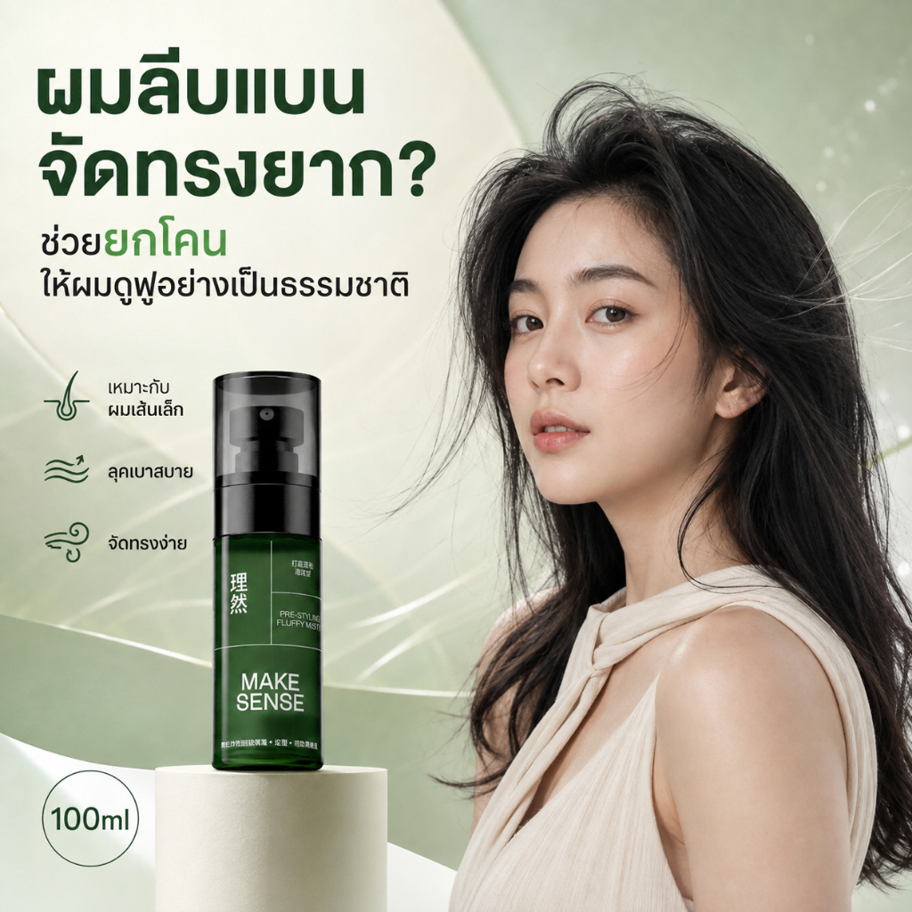 MAKE SENSE สเปรย์เพิ่มวอลลุ่มผม ยกโคนผม คุมความมัน ไม่เหนียวเหนอะหนะ 100ml