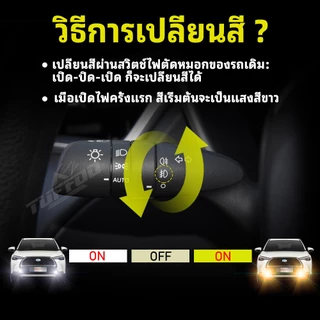 TUFFOO 1 คู่ หลอดไฟตัดหมอกรถยนต์ LED 2 สี H11/H8/9006/HB4/9005/H16(JP) - 6000K สีขาว / 3000K สีเหลืองทอง【T52】