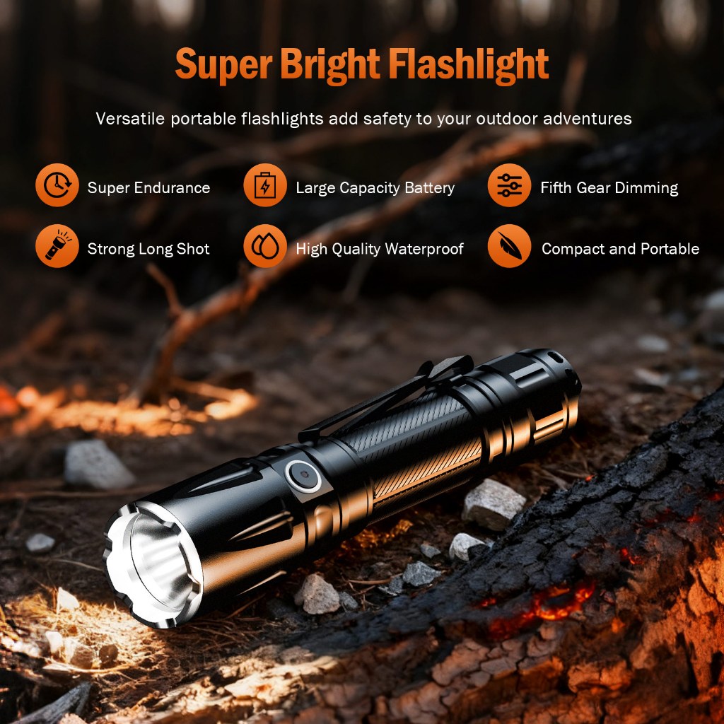 ไฟฉาย SUPERFIRE TL01-X 20W LED สว่างสุดขั้ว ชาร์จไฟได้ กันน้ำ IP67 ไฟทำงานกลางแจ้ง แข็งแรง ทนทาน ไฮบีม ไฟฉุกเฉิน — صورة 2