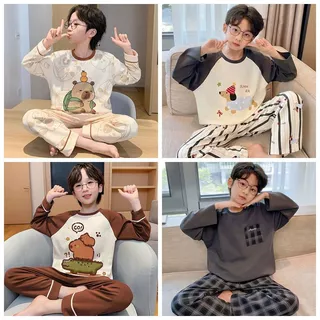 ราคาไม่แพงเด็กชุดนอนเด็กชายและเด็กหญิงแขนยาวคอกลม Spaceman Holiday Kids Soft Comfort Home ชุดสําหรับ 5 - 6 ปี