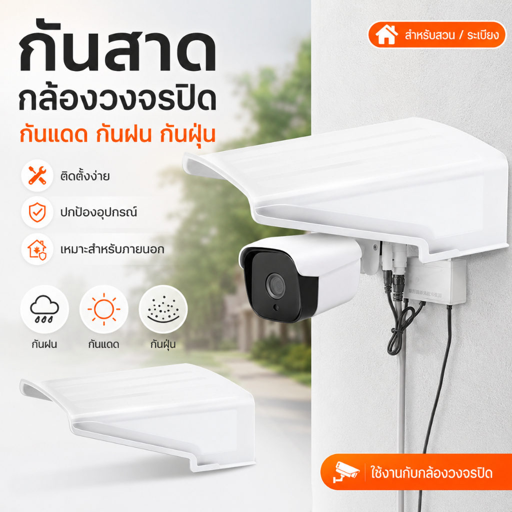 [Rut] Sun Rain Shade กันฝน Shelter กล้องป้องกันผนังกันน้ําฝาครอบด้านบนฝาครอบกล้องรักษาความปลอดภัยลานสวน COD