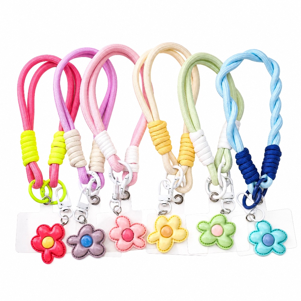 โดปามีน ดอกไม้เชือกไนลอนพวงกุญแจจี้ถักที่มีสีสันพวงกุญแจสําหรับ ทําเอง กระเป๋าคีย์น่ารักอุปกรณ์เสริมที่ทําด้วยมือ