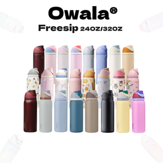 Owala FreeSip 24oz 32oz ขวดฉนวนสแตนเลส – Chug หลอดรั่ว, การเดินทางยิมกีฬาปลอดสาร BPA, ที่วางแก้วที่เป็นมิตร