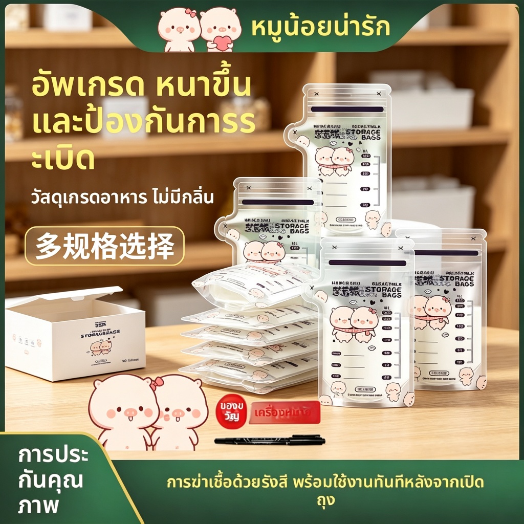 [วัสดุเกรดอาหาร] ถุงนมแม่เด็กถุงเก็บนมหนาป้องกันการรั่วทิ้งถุงเก็บน้ํานมแม่ปิดผนึกสะอาดแช่เย็นตู้แช่แข็งถุงเก็บน้ํานม