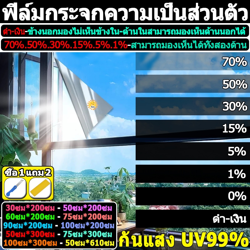 ซื้อ 1 แถม 3 ฟิล์มหน้าต่างความเป็นส่วนตัว กันแสง UV99% ขนาดครบครัน ความยาว 2 เมตร - 3 เมตร ฟิล์มติดกระจก ฟิล์มกรองแสง ฟิล์มอาคาร ฟิล์มกรองแสงรถยนต์ ฟิล์มคาร์บอน กันความร้อน Window Film Black Carbon