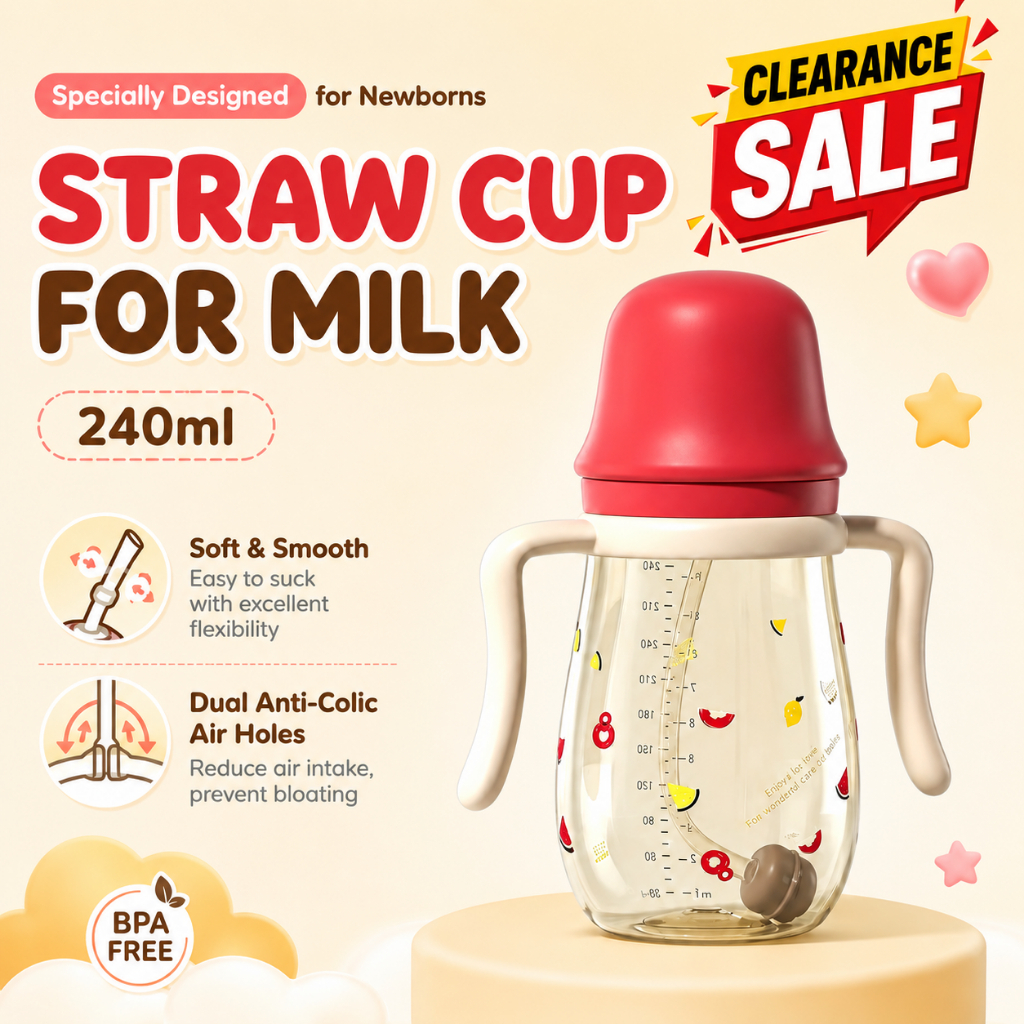 Youkebei 240ml ถ้วยหัดดื่มสําหรับเด็กสําหรับนม Ergonomic Soft Straw 360° Gravity Ball Anti-Colic ช่องระบายอากาศคู่กันกระแทก BPA ฟรีฝึกทารก Sippy Cup