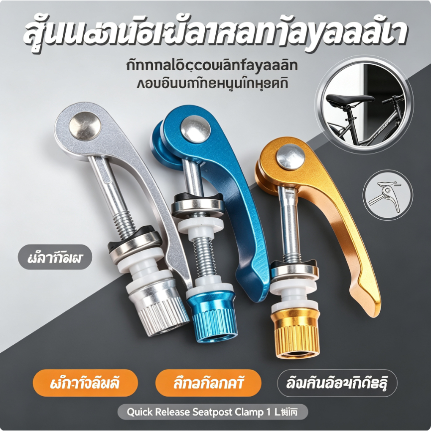 แกนปลดไวหลักอานจักรยาน (Quick Release) น็อตล็อคอานจักรยาน อุปกรณ์ซ่อมและปรับแต่งเบาะ (1 ชิ้น)