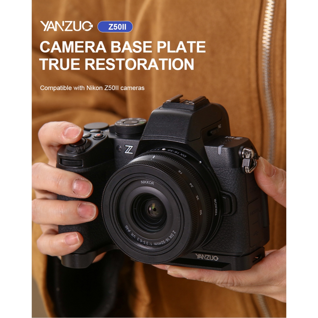 YANZUO แนวตั้ง L แผ่นฐานกล้องสําหรับ Nikon Z50II Z50 Mark 2, โลหะ Quick Release Bracket Arca มาตรฐานขาตั้งกล้อง Mount Holder