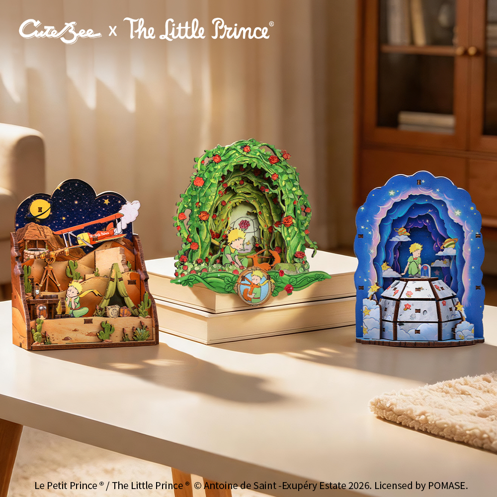 CUTEBEE Little Prince Magnetic 3D Puzzle DIY ตู้เย็นแม่เหล็ก Decor Rose Planet/Wheat Field/Desert Star